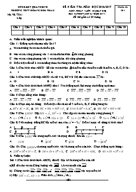 Đề kiểm tra môn Toán - lớp 10 (ban CB) bài 45 phút (số 1) - học kỳ I